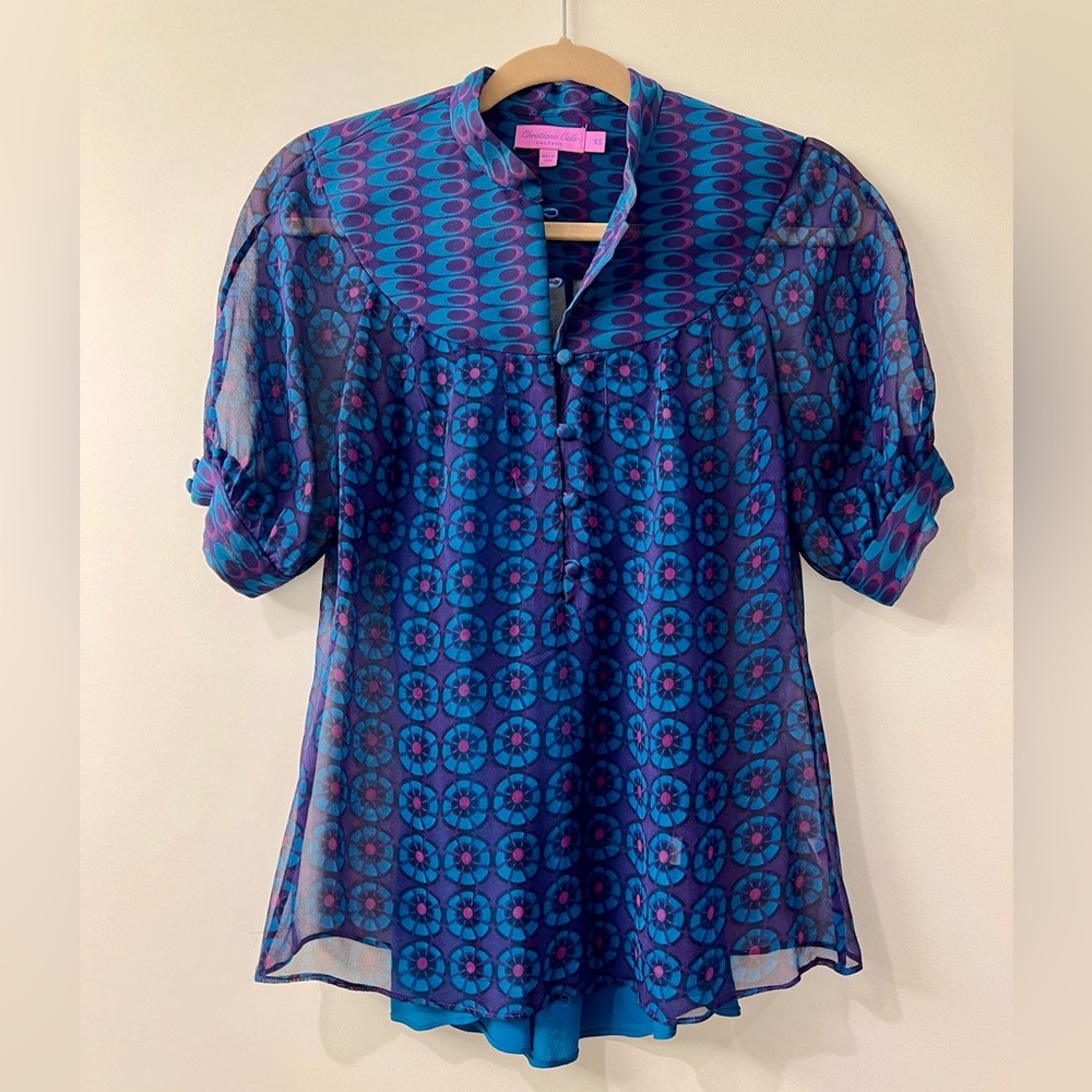 CALYPSO Christiane Celle Blouse with silk camisole - XS 💜🩵